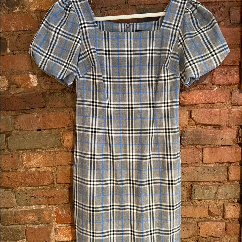DKNY Plaid Puff Sleeve Dress Size 2